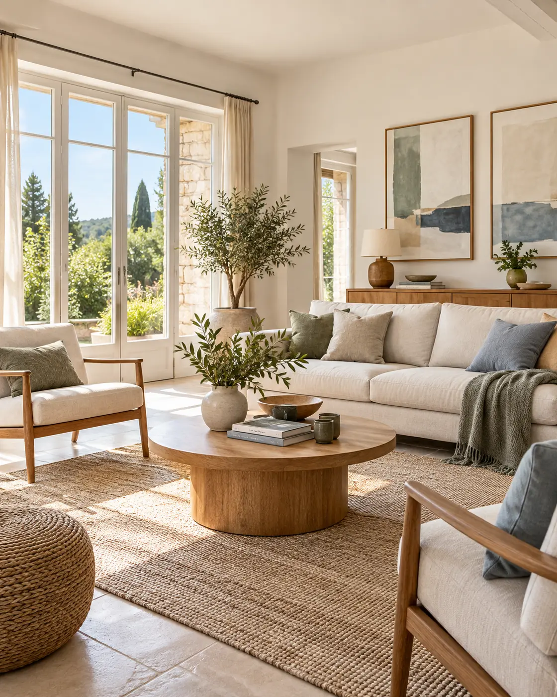 Salon lumineux aménagé pour le home staging
